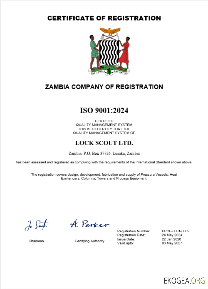 Modèle Word et PDF de certificat d'enregistrement d'entreprise en Zambie